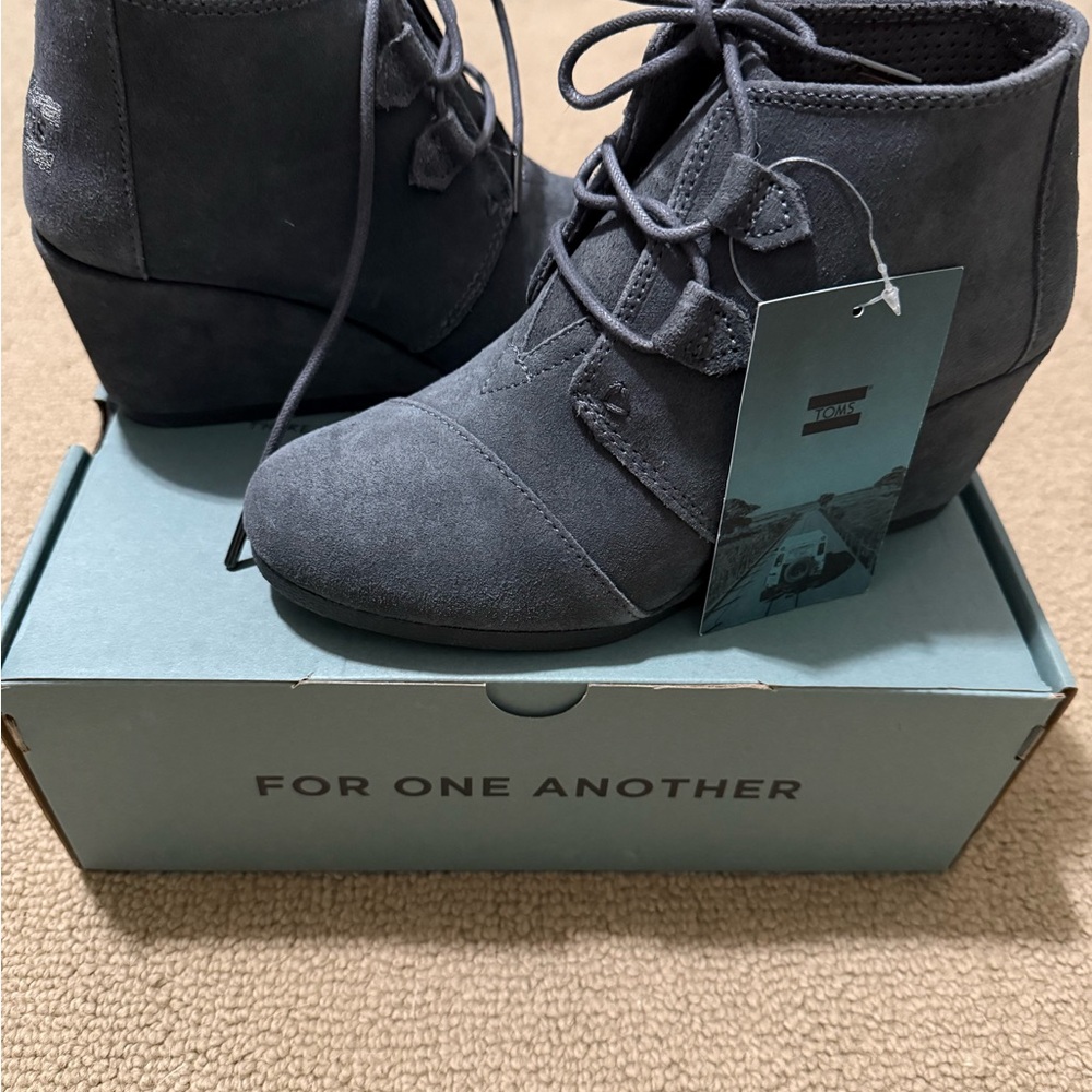 Toms Charcoal Wedge Booties